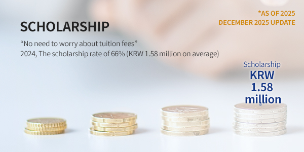 장학금 (SCHOLARSHIP)  - "학비걱정없는 기계공학부" 장학금 수혜율 88.6%, 평균 160만원 : 본인부담금 77만원, 장학금 160만원